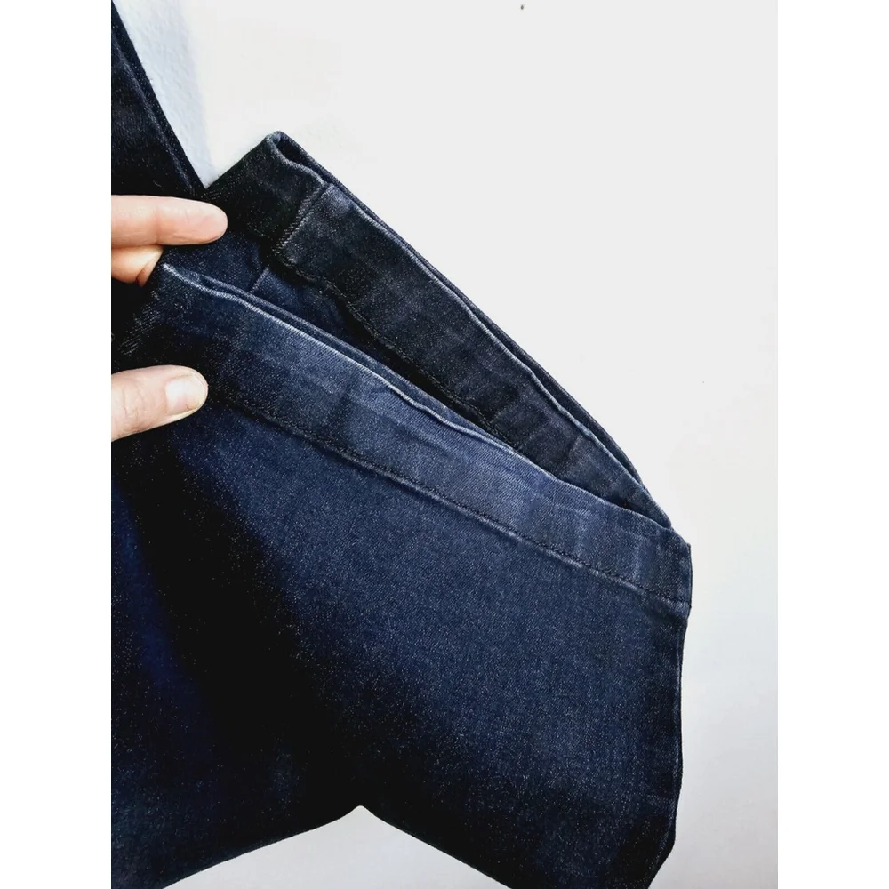 Eddie Bauer Women’s Curvy Trouser Denim Jeans Stretch Dark Blue Wash Size 16 - Picture 3 of 10